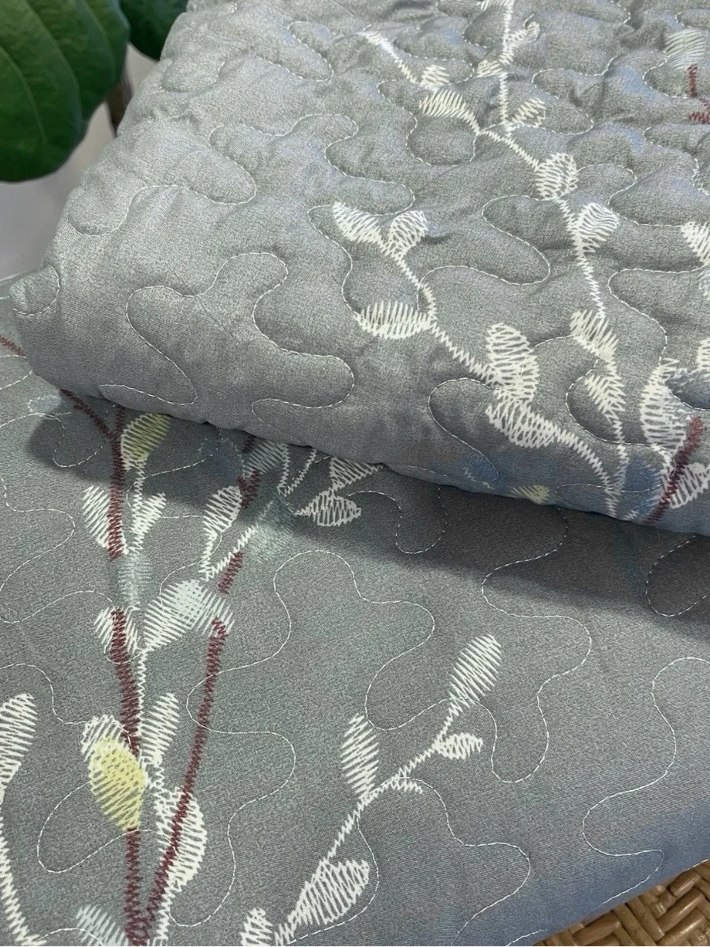 NEW West Elm Blue Queen King Floral Embroidered Bedspread Quilt Pillow Case Set